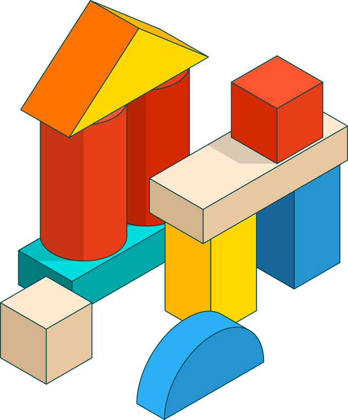 toys isometric colored kindergarten objects kids